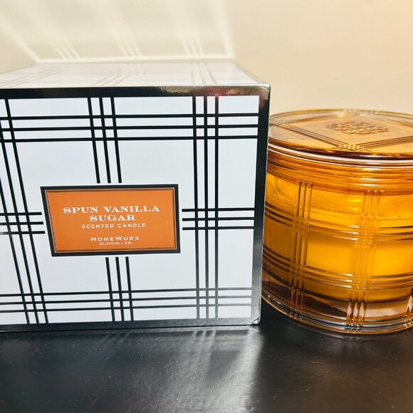 HomeWorx by Slatkin Spun Vanilla Sugar Specialty 4-Wick 18oz Candle NEW - Picture 4 of 5